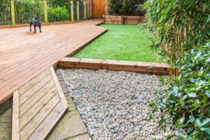 Artificial Grass Near A Deck